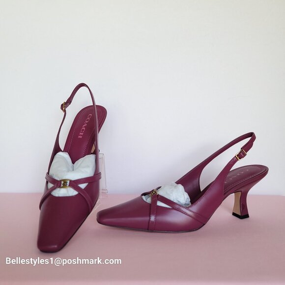 COACH Rowyn Smooth Leather Slingback Pumps- Pink- Women’s Size 8.5B ⭐ - Picture 5 of 16
